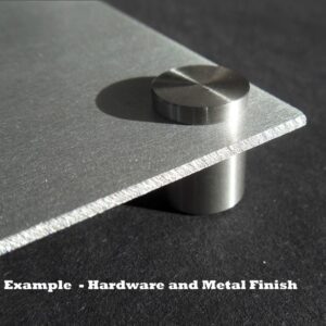 Metal standoff secures a glass panel, showcasing a sleek, modern design against a dark background.