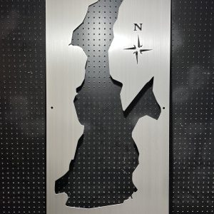 Beaver Dam Lake brushed aluminum map with open shoreline cutouts, shown without a backplate.